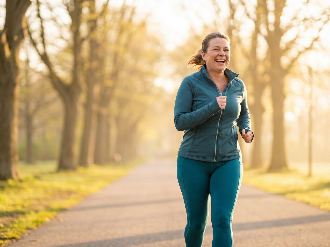 Member jogging outdoors—keeping her wellness momentum