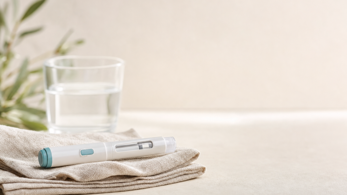 Unbranded [pillar-drug-class] injection pen on a neutral background — WeightLossInjections.com editorial hero