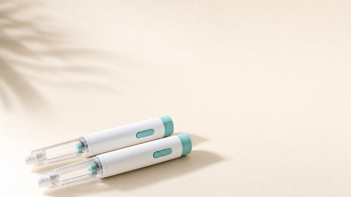 Unbranded [pillar-drug-class] injection pen on a neutral background — WeightLossInjections.com editorial hero