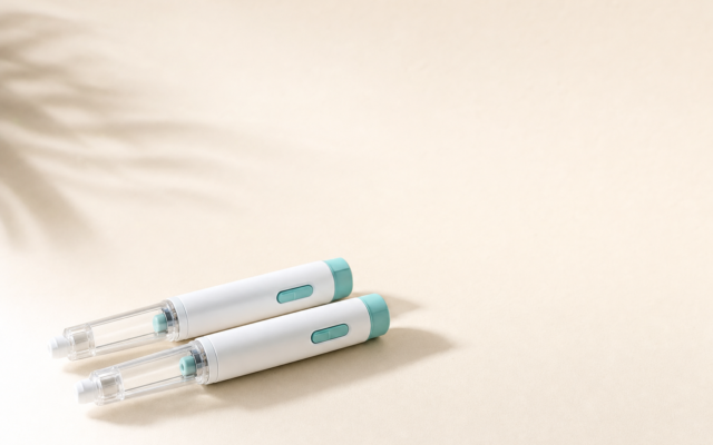 Unbranded [pillar-drug-class] injection pen on a neutral background — WeightLossInjections.com editorial hero