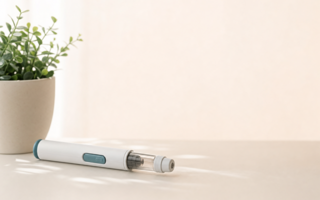 Unbranded [pillar-drug-class] injection pen on a neutral background — WeightLossInjections.com editorial hero