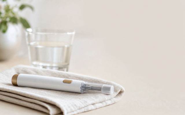 Unbranded [pillar-drug-class] injection pen on a neutral background — WeightLossInjections.com editorial hero