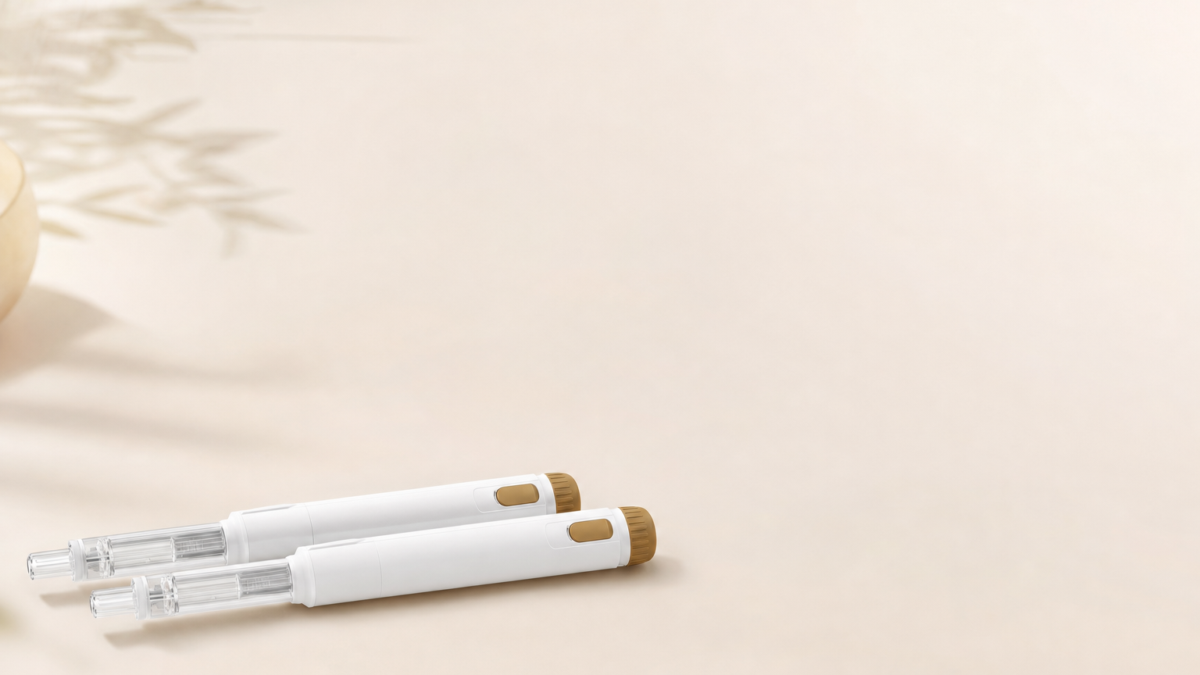 Unbranded [pillar-drug-class] injection pen on a neutral background — WeightLossInjections.com editorial hero