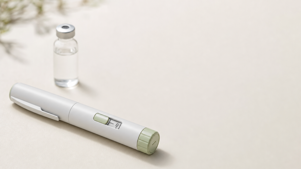 Unbranded [pillar-drug-class] injection pen on a neutral background — WeightLossInjections.com editorial hero