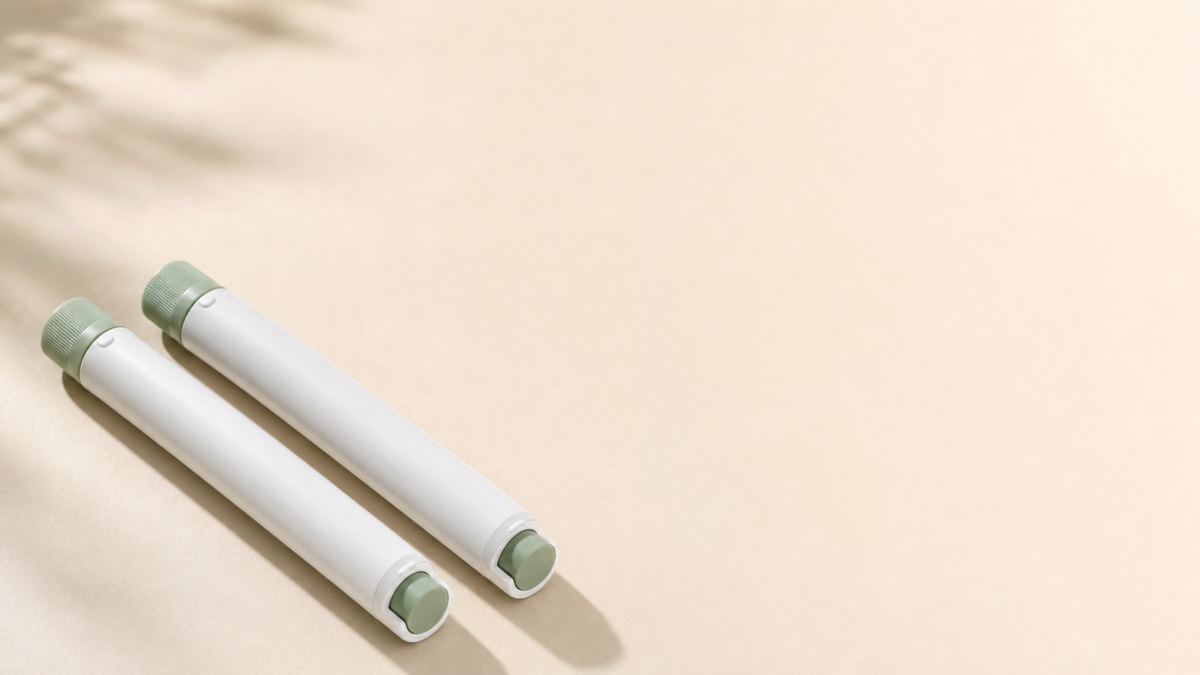Unbranded [pillar-drug-class] injection pen on a neutral background — WeightLossInjections.com editorial hero