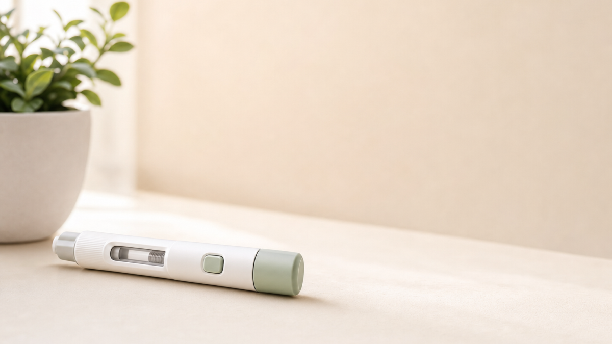 Unbranded [pillar-drug-class] injection pen on a neutral background — WeightLossInjections.com editorial hero