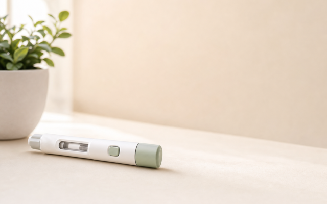 Unbranded [pillar-drug-class] injection pen on a neutral background — WeightLossInjections.com editorial hero