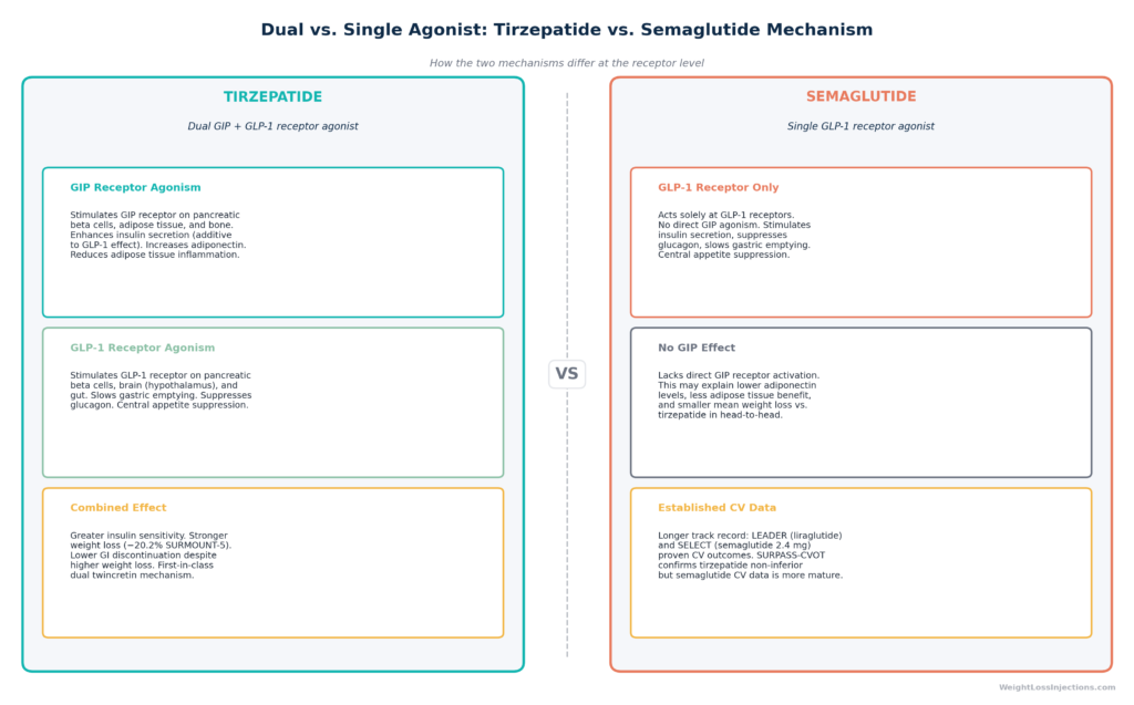 Parallel horizontal timelines comparing cardiovascular clinical trial histories for semaglutide (top track]